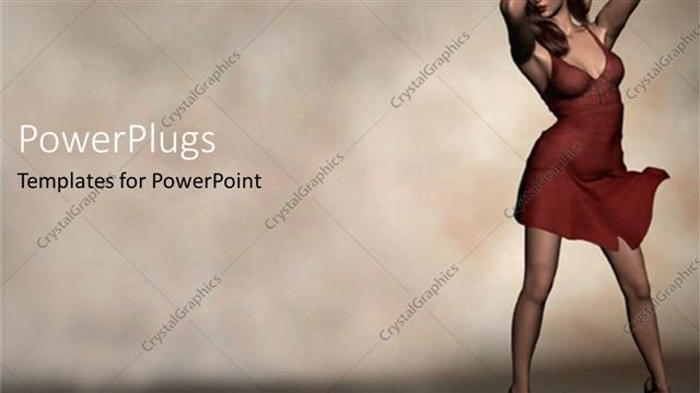  Presentation with foggy - Fashion model woman lady with red dress and high heels sandals on foggy background