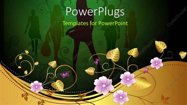  Presentation with floral - Fashon depiction with silhouette of ladies and floral decoration