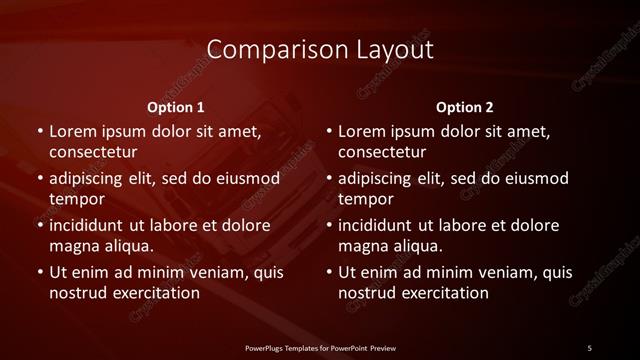 Comparison presentation slide layout