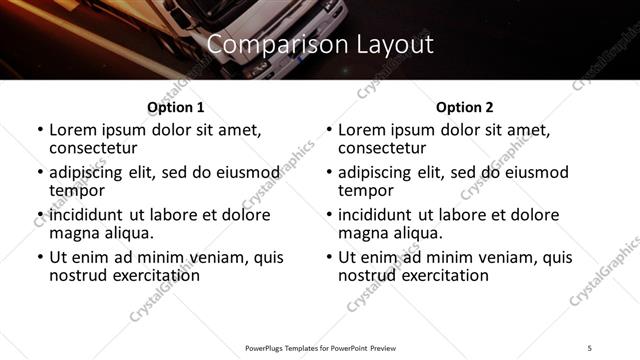Comparison presentation slide layout