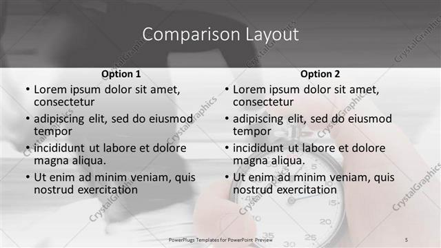 Comparison presentation slide layout