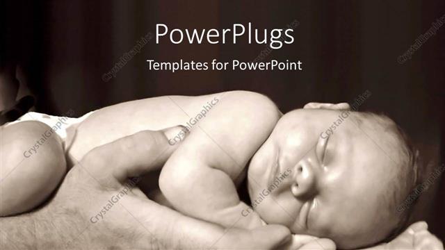  Presentation with sleeping - Father holding child baby sleeping black and white background