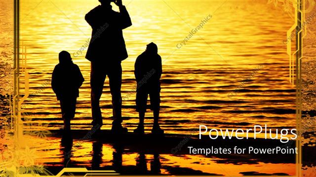  Presentation with beach - A father with his kids on a beach