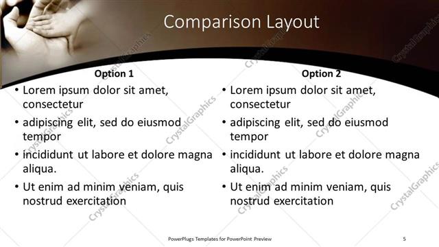 Comparison presentation slide layout