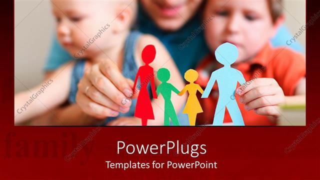  Presentation with cut - Father and two sons holding a colorful Paper cut family figure