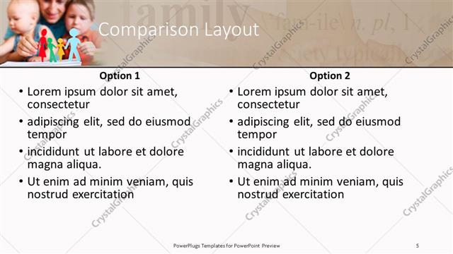 Comparison presentation slide layout