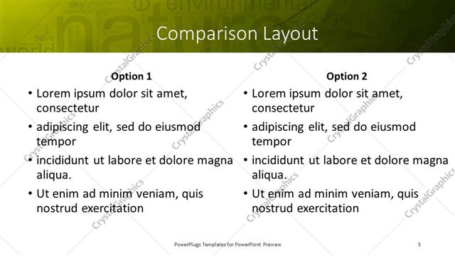 Comparison presentation slide layout