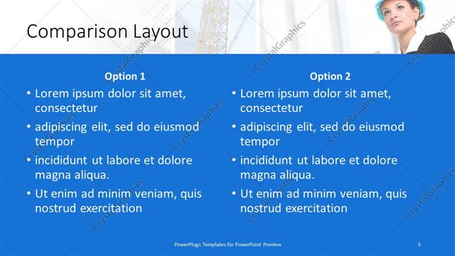 Comparison presentation slide layout