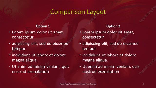 Comparison presentation slide layout