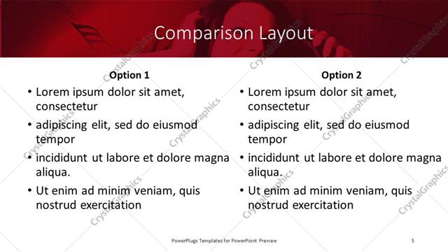 Comparison presentation slide layout