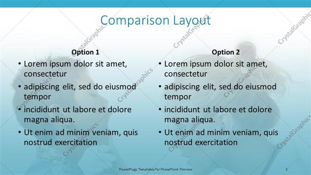 Comparison presentation slide layout