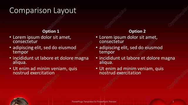 Comparison presentation slide layout