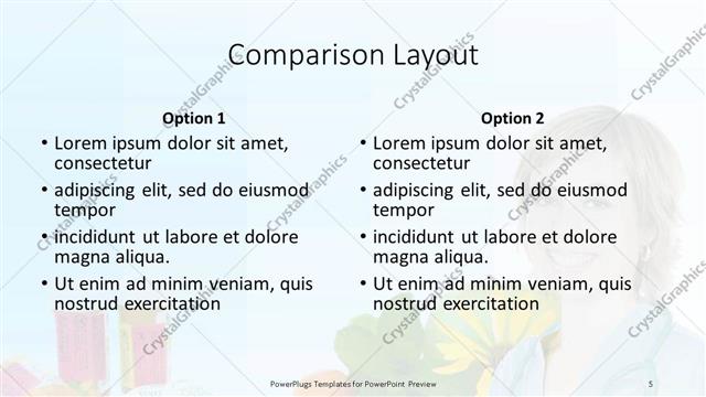 Comparison presentation slide layout