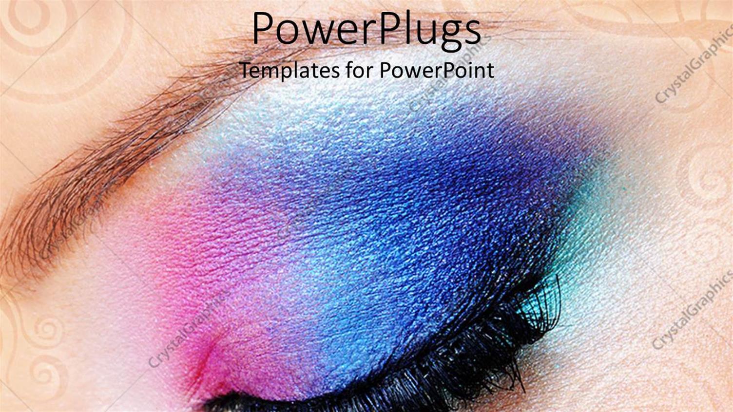 Featuring Female Eye with Gradient Colored MakeUp, Close Up of Beautiful Modern makeUp