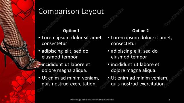 Comparison presentation slide layout
