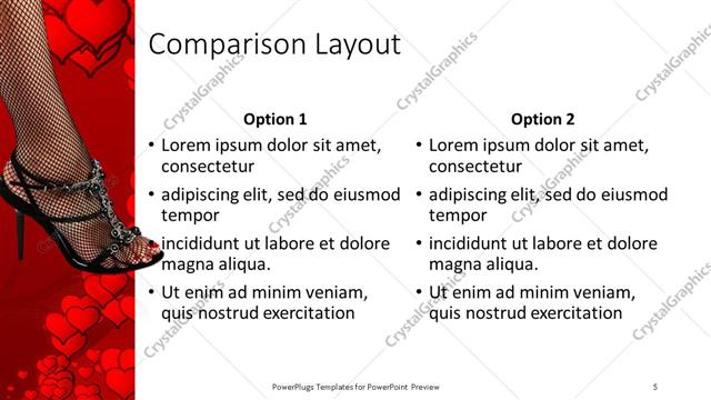 Comparison presentation slide layout