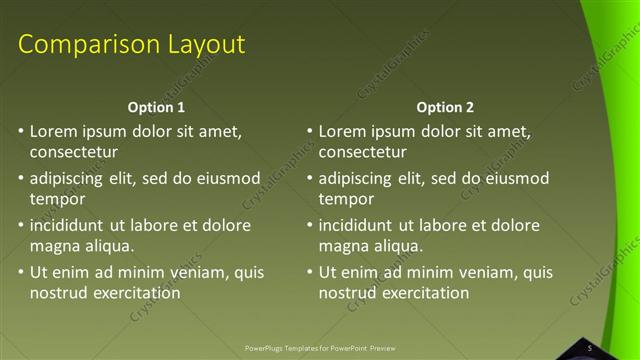 Comparison presentation slide layout