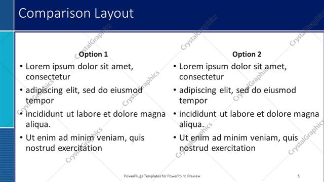 Comparison presentation slide layout