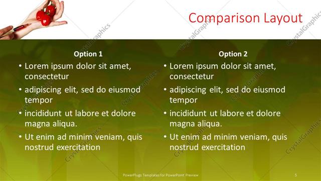 Comparison presentation slide layout