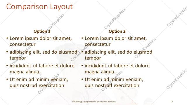 Comparison presentation slide layout