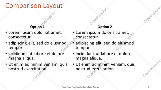 Comparison presentation slide layout