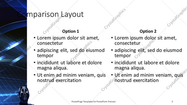 Comparison presentation slide layout