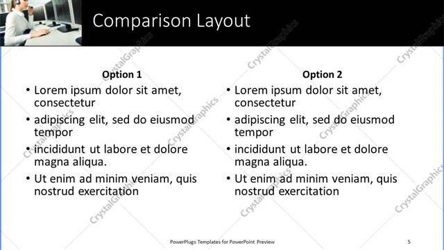 Comparison presentation slide layout
