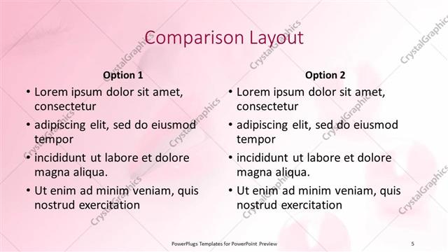 Comparison presentation slide layout