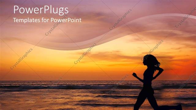 Presentation with sunset beach - Female running on a beach with a sunset background