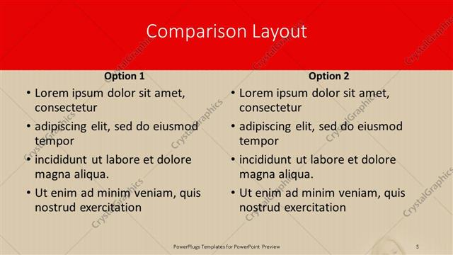 Comparison presentation slide layout