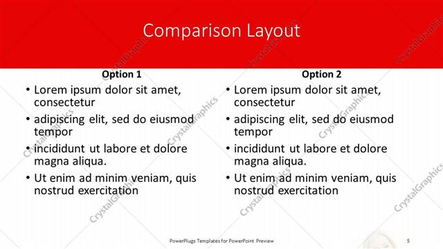 Comparison presentation slide layout