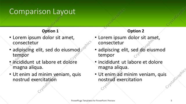 Comparison presentation slide layout