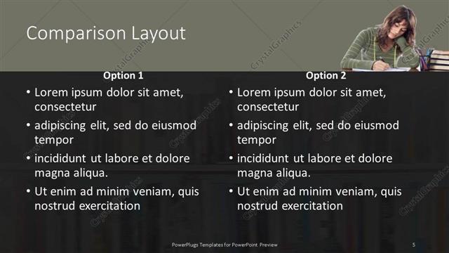 Comparison presentation slide layout