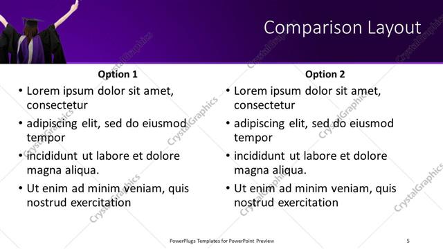 Comparison presentation slide layout