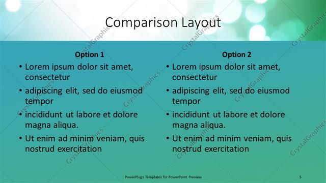 Comparison presentation slide layout