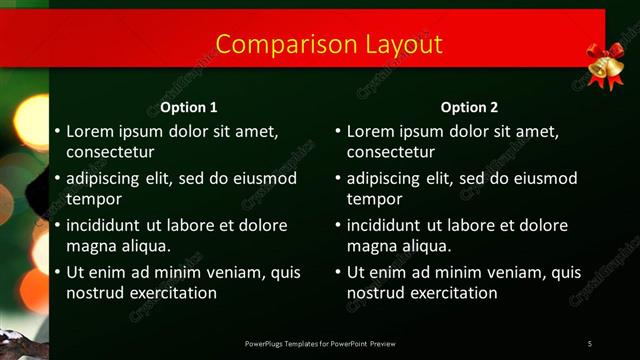 Comparison presentation slide layout