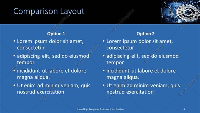 Comparison presentation slide layout