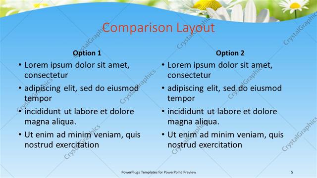 Comparison presentation slide layout