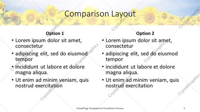 Comparison presentation slide layout