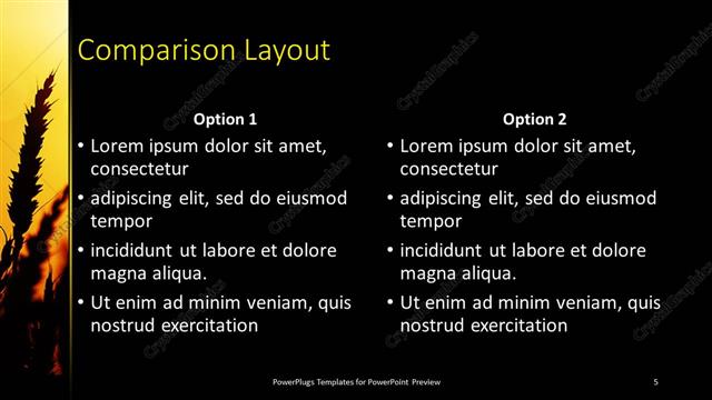 Comparison presentation slide layout