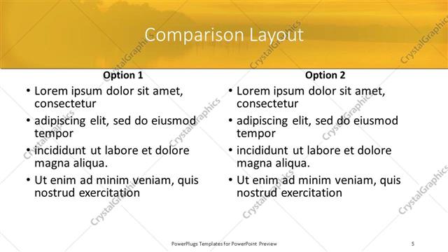 Comparison presentation slide layout