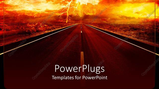  Presentation with storm - Fiery red sky, lightning storm, highway