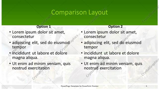Comparison presentation slide layout