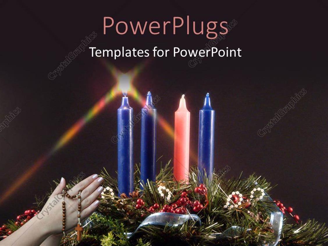 PowerPoint Template Fifth candle lit during advent represents the candle of Christ with black
