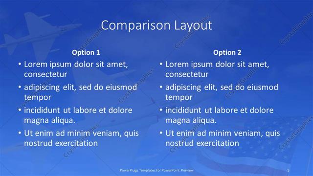 Comparison presentation slide layout