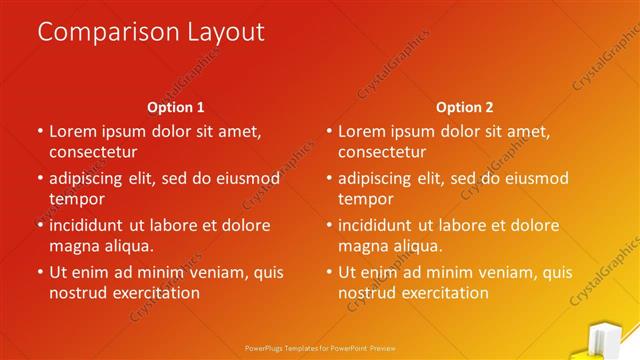 Comparison presentation slide layout