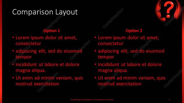 Comparison presentation slide layout