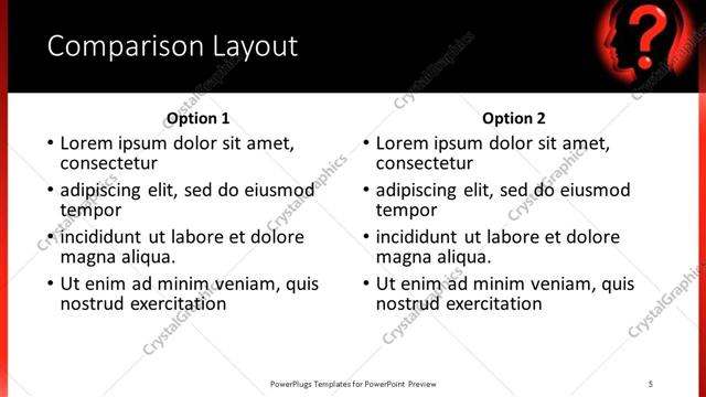 Comparison presentation slide layout