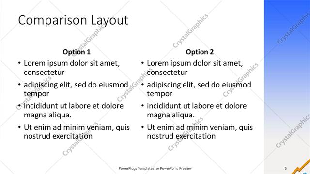 Comparison presentation slide layout