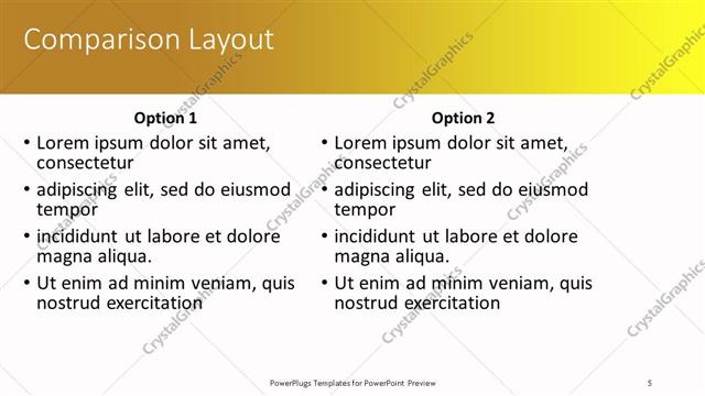 Comparison presentation slide layout